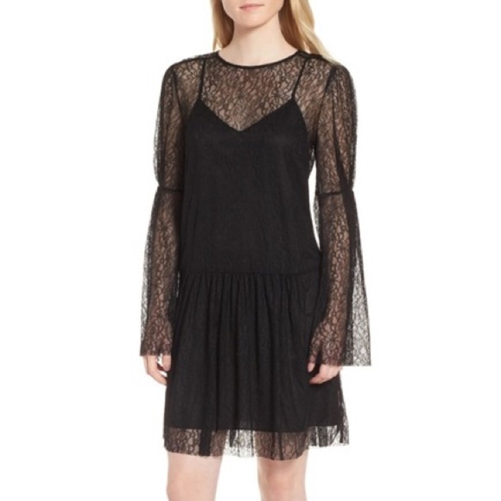 Chelsea 28 Black Lace Knee Length Dress XS
